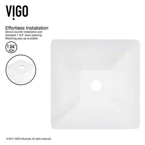 Main product image of Hibiscus Matte Stone 16" x 16" x 5" Square Vessel Bathroom Sink (Modern White)