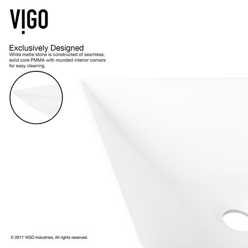 Main product image of Hibiscus Matte Stone 16" x 16" x 5" Square Vessel Bathroom Sink (Modern White)