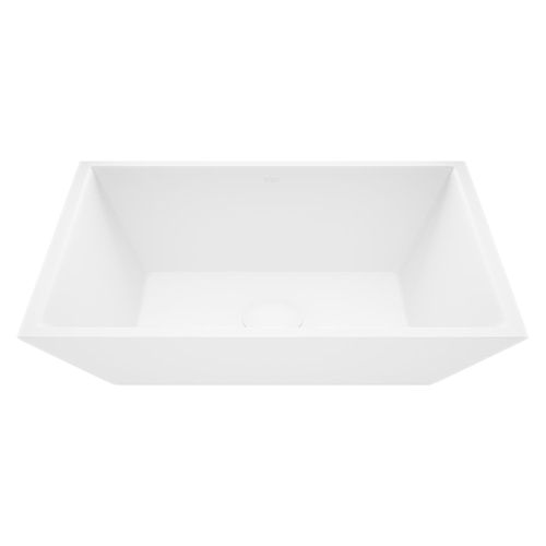 Main product image of Vinca Matte Stone 18" x 14" x 5" Rectangular Vessel Bathroom Sink (Modern White)