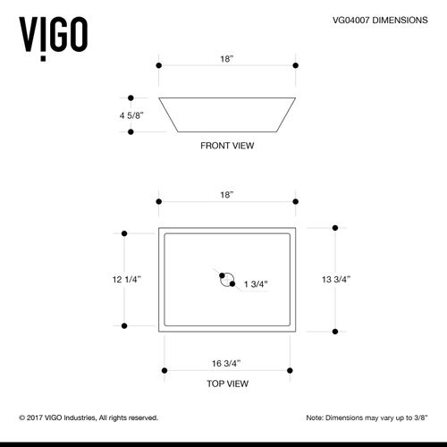 Main product image of Vinca Matte Stone 18" x 14" x 5" Rectangular Vessel Bathroom Sink (Modern White)