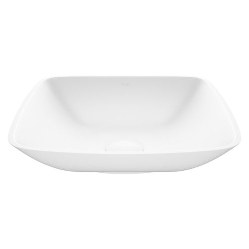 Main product image of Hyacinth Matte Stone 14" x 14" x 4" Square Vessel Bathroom Sink (Modern White)
