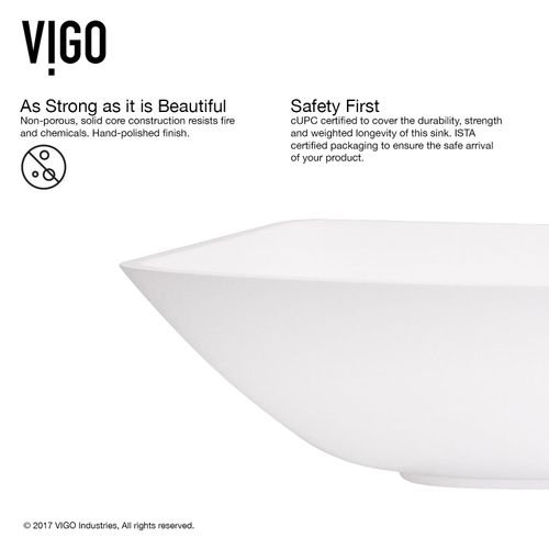 Main product image of Hyacinth Matte Stone 14" x 14" x 4" Square Vessel Bathroom Sink (Modern White)