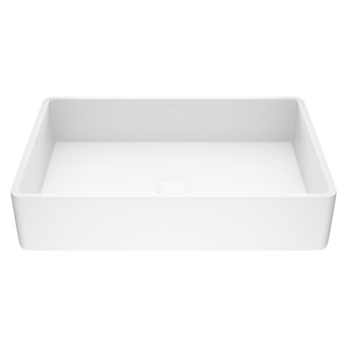 Main product image of Magnolia Matte Stone 21" x 14" x 5" Rectangular Vessel Bathroom Sink (Modern White)