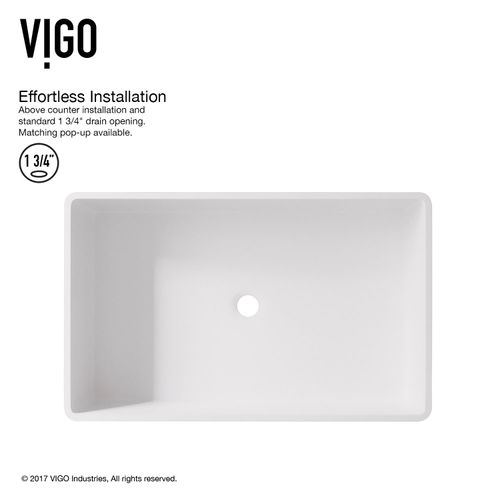 Main product image of Magnolia Matte Stone 21" x 14" x 5" Rectangular Vessel Bathroom Sink (Modern White)