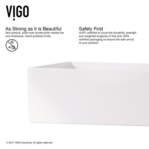 Main product image of Magnolia Matte Stone 21" x 14" x 5" Rectangular Vessel Bathroom Sink (Modern White)