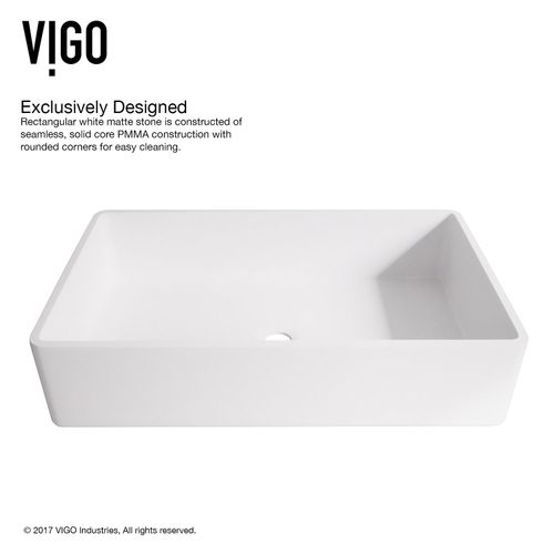 Main product image of Magnolia Matte Stone 21" x 14" x 5" Rectangular Vessel Bathroom Sink (Modern White)