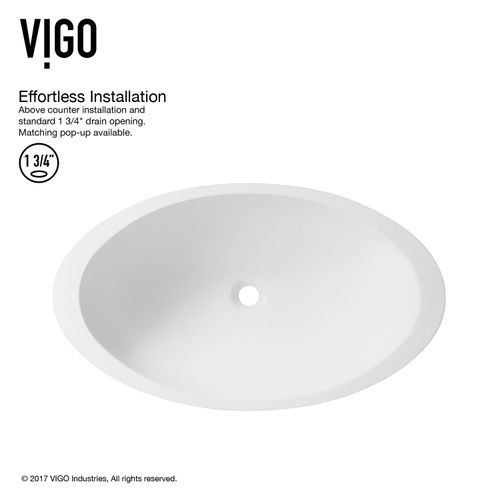 Main product image of Wisteria Matte Stone 23" x 14" x 4" Oval Vessel Bathroom Sink (Modern White)