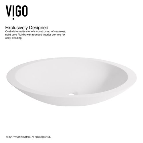 Main product image of Wisteria Matte Stone 23" x 14" x 4" Oval Vessel Bathroom Sink (Modern White)