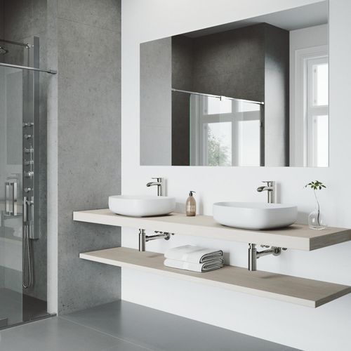 Main product image of Peony Matte Stone 20" x 15" x 5" Vessel Bathroom Sink (Modern White)