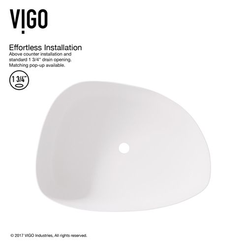 Main product image of Peony Matte Stone 20" x 15" x 5" Vessel Bathroom Sink (Modern White)