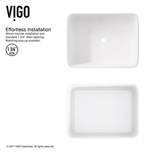 Main product image of Jasmine Matte Stone 18" x 15" x 5" Rectangular Vessel Bathroom Sink (Modern White)