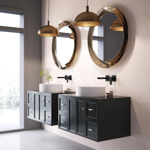 Main product image of Anvil Matte Stone 16" x 16" x 5" Round Vessel Bathroom Sink (Modern White)
