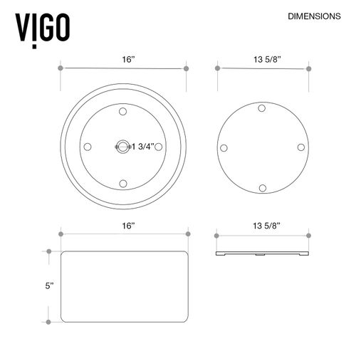 Main product image of Anvil Matte Stone 16" x 16" x 5" Round Vessel Bathroom Sink (Modern White)