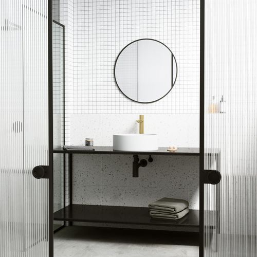 Main product image of Montauk Matte Stone 15" x 15" x 5" Round Vessel Bathroom Sink (Modern White)
