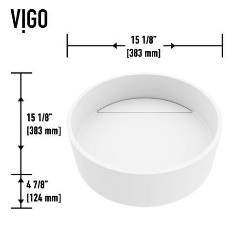 Main product image of Montauk Matte Stone 15" x 15" x 5" Round Vessel Bathroom Sink (Modern White)