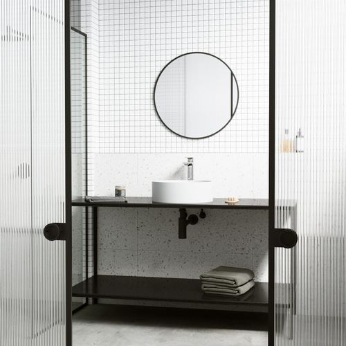 Main product image of Starr Matte Stone 15" x 15" x 5" Round Vessel Bathroom Sink (Modern White)