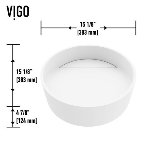Main product image of Starr Matte Stone 15" x 15" x 5" Round Vessel Bathroom Sink (Modern White)