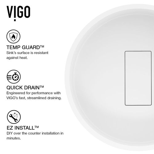 Main product image of Bryant Matte Stone 15" x 15" x 5" Round Vessel Bathroom Sink (Modern White)
