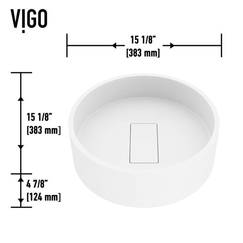 Main product image of Bryant Matte Stone 15" x 15" x 5" Round Vessel Bathroom Sink (Modern White)