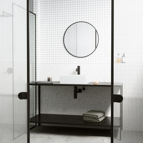 Main product image of Montauk Matte Stone 15" x 15" x 5" Square Vessel Bathroom Sink (Modern White)