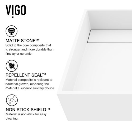 Main product image of Montauk Matte Stone 15" x 15" x 5" Square Vessel Bathroom Sink (Modern White)