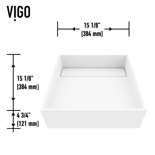 Main product image of Montauk Matte Stone 15" x 15" x 5" Square Vessel Bathroom Sink (Modern White)