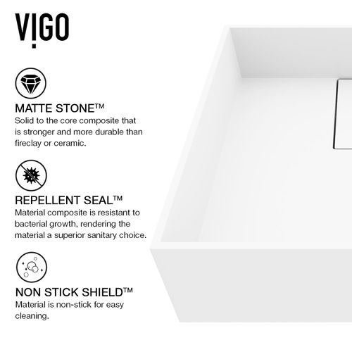Main product image of Bryant Matte Stone 15" x 15" x 5" Square Vessel Bathroom Sink (Modern White)