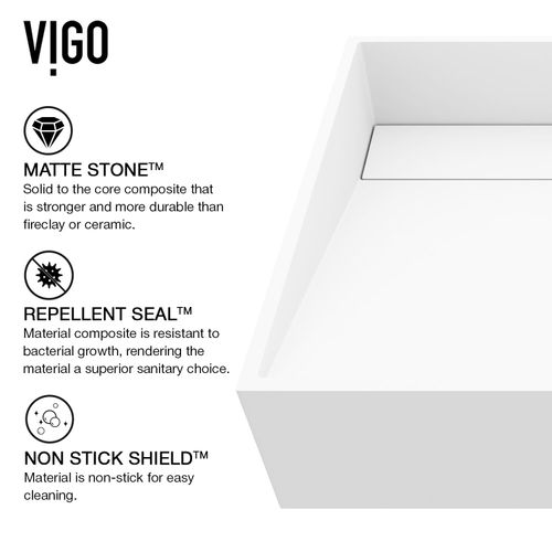 Main product image of Starr Matte Stone 15" x 15" x 5" Square Vessel Bathroom Sink (Modern White)