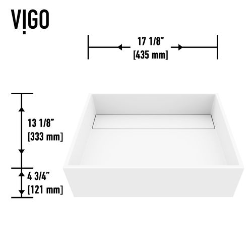 Main product image of Montauk Matte Stone 18" x 13" x 5" Rectangular Vessel Bathroom Sink (Modern White)