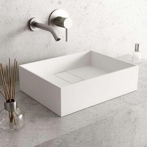 Main product image of Bryant Matte Stone 17" x 13" x 5" Rectangular Vessel Bathroom Sink (Modern White)