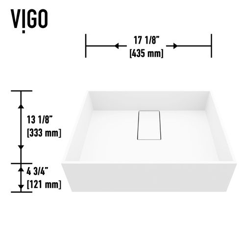 Main product image of Bryant Matte Stone 17" x 13" x 5" Rectangular Vessel Bathroom Sink (Modern White)