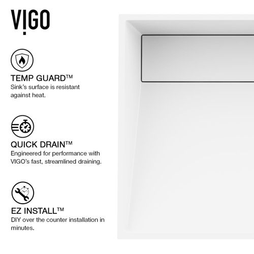 Main product image of Starr Matte Stone 17" x 13" x 5" Rectangular Vessel Bathroom Sink (Modern White)