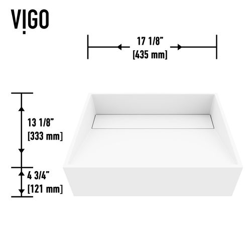 Main product image of Starr Matte Stone 17" x 13" x 5" Rectangular Vessel Bathroom Sink (Modern White)