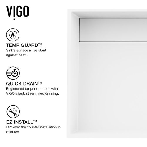 Main product image of Montauk Matte Stone 23" x 15" x 5" Rectangular Vessel Bathroom Sink (Modern White)