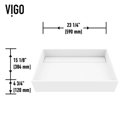 Main product image of Montauk Matte Stone 23" x 15" x 5" Rectangular Vessel Bathroom Sink (Modern White)