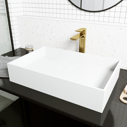 Main product image of Bryant Matte Stone 23" x 15" x 5" Rectangular Vessel Bathroom Sink (Modern White)