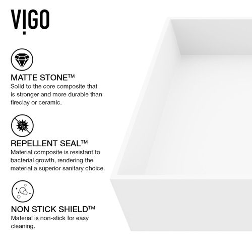 Main product image of Bryant Matte Stone 23" x 15" x 5" Rectangular Vessel Bathroom Sink (Modern White)