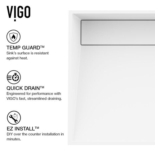 Main product image of Starr Matte Stone 23" x 15" x 5" Rectangular Vessel Bathroom Sink (Modern White)