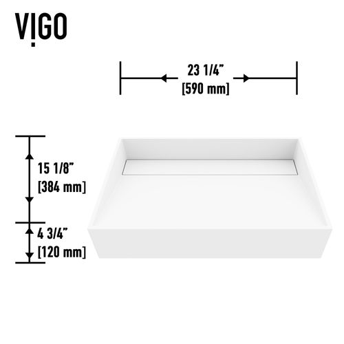 Main product image of Starr Matte Stone 23" x 15" x 5" Rectangular Vessel Bathroom Sink (Modern White)