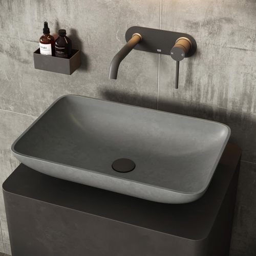 Main product image of Lorca Concreto Stone 22" x 15" x 5" Rectangular Vessel Bathroom Sink (Gothic Gray)