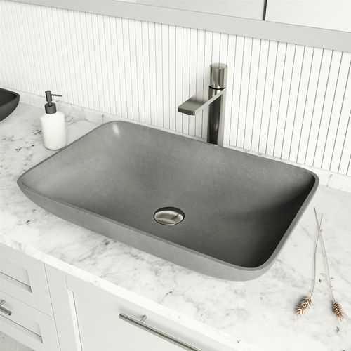 Main product image of Lorca Concreto Stone 22" x 15" x 5" Rectangular Vessel Bathroom Sink (Gothic Gray)