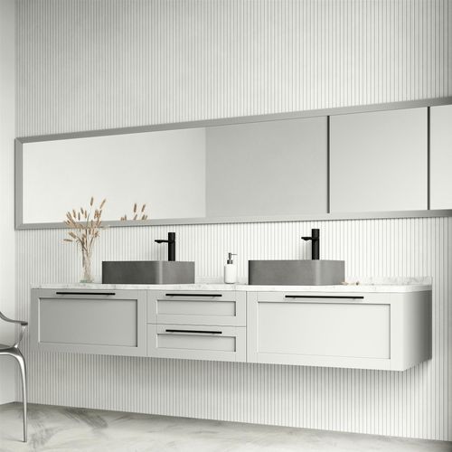 Main product image of Navona Concreto Stone 15" x 15" x 5" Square Vessel Bathroom Sink (Gothic Gray)