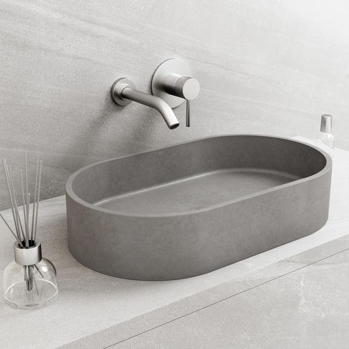 Main product image of Sagrada Concreto Stone 24" x 14" x 5" Oval Vessel Bathroom Sink (Gothic Gray)