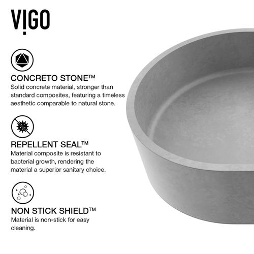 Main product image of Sagrada Concreto Stone 24" x 14" x 5" Oval Vessel Bathroom Sink (Gothic Gray)