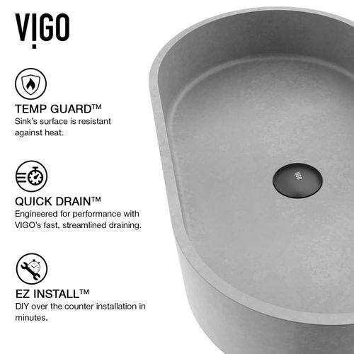Main product image of Sagrada Concreto Stone 24" x 14" x 5" Oval Vessel Bathroom Sink (Gothic Gray)