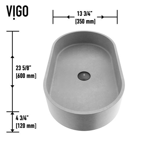 Main product image of Sagrada Concreto Stone 24" x 14" x 5" Oval Vessel Bathroom Sink (Gothic Gray)