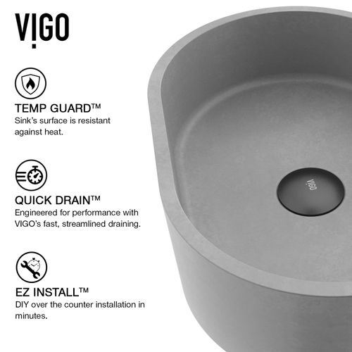 Main product image of Giralda Concreto Stone 16" x 11" x 5" Oval Vessel Bathroom Sink (Gothic Gray)