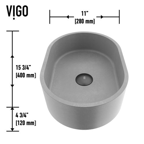 Main product image of Giralda Concreto Stone 16" x 11" x 5" Oval Vessel Bathroom Sink (Gothic Gray)