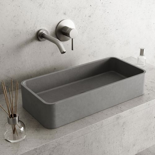 Main product image of Palazzo Concreto Stone 24" x 11" x 5" Rectangular Vessel Bathroom Sink (Gothic Gray)