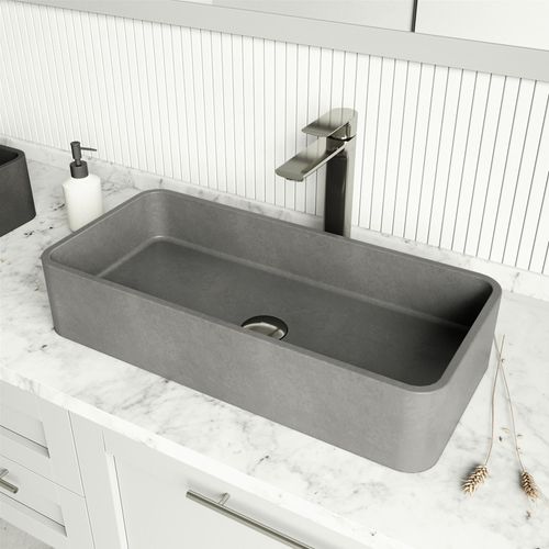 Main product image of Palazzo Concreto Stone 24" x 11" x 5" Rectangular Vessel Bathroom Sink (Gothic Gray)